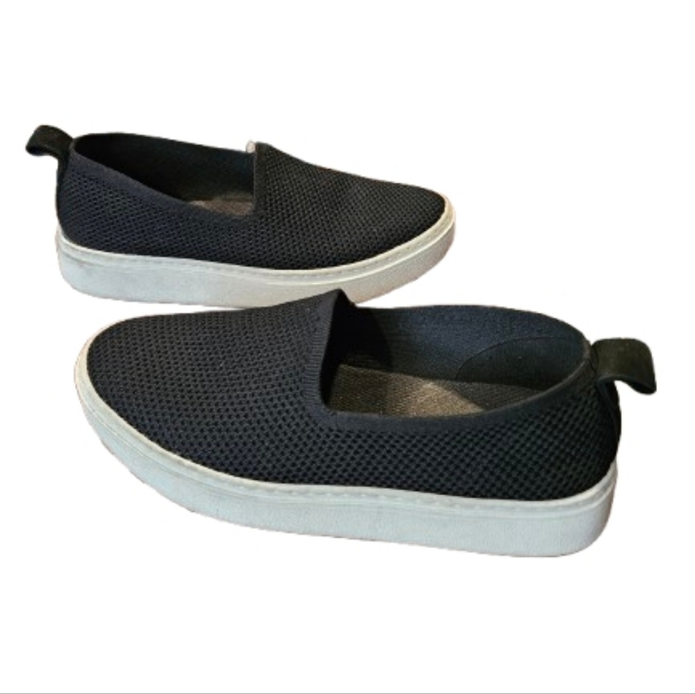 Eileen Fisher Slip On Sneakers Women’s 8 Black Knit Platform Comfort Shoes